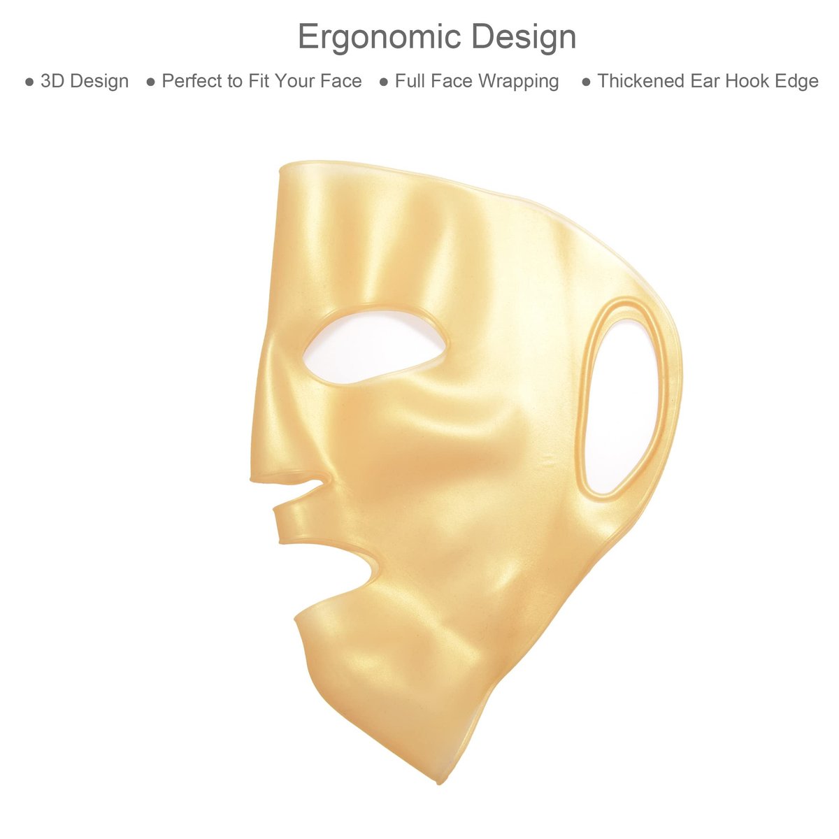 GELMAY 4-Pack 3D Gold Moisturizing Face Mask - Reusable Silicone Facial Mask Cover for Skincare, Prevents Evaporation - görsel 9
