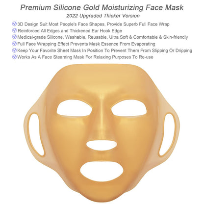 GELMAY 4-Pack 3D Gold Moisturizing Face Mask - Reusable Silicone Facial Mask Cover for Skincare, Prevents Evaporation