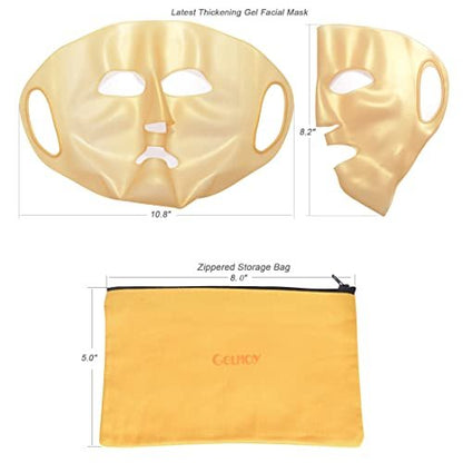 GELMAY 4-Pack 3D Gold Moisturizing Face Mask - Reusable Silicone Facial Mask Cover for Skincare, Prevents Evaporation