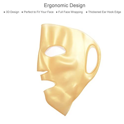 GELMAY 4-Pack 3D Gold Moisturizing Face Mask - Reusable Silicone Facial Mask Cover for Skincare, Prevents Evaporation - görsel 11