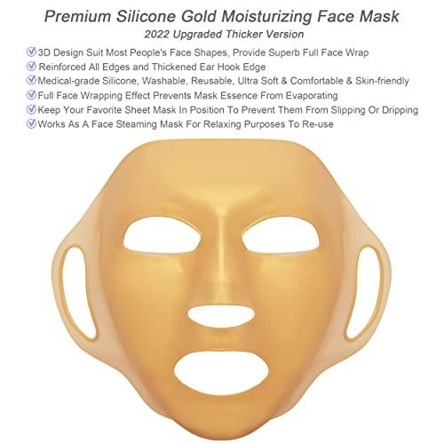 GELMAY 4-Pack 3D Gold Moisturizing Face Mask - Reusable Silicone Facial Mask Cover for Skincare, Prevents Evaporation - görsel 6