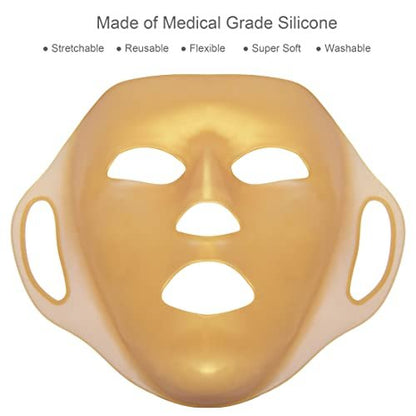 GELMAY 4-Pack 3D Gold Moisturizing Face Mask - Reusable Silicone Facial Mask Cover for Skincare, Prevents Evaporation
