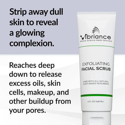 Vibriance Ultra-Gentle Face Scrub - Exfoliating Facial Wash for All Skin Types, 4 fl oz Avelisse