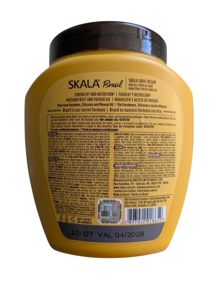 SKALA Brasil 2 in 1 Treatment Cream Passion Fruit & Pataua Oil - 1 kg (35.27 oz) - Deep Conditioning Hair Mask for Curly, Dry, Damaged Hair - görsel 3