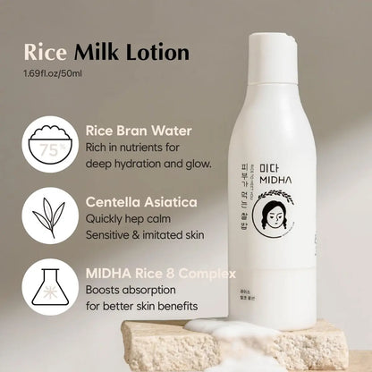 MIDHA Rice Milk Lotion – Deep Hydration & Soothing Care for Radiant, Glowing Complexion (6.76 fl oz / 200 ml) Avelisse