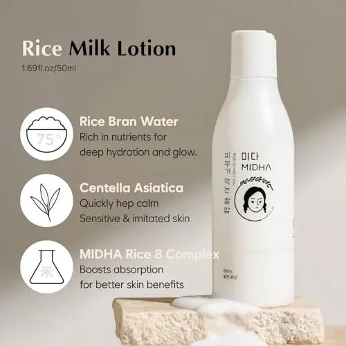 MIDHA Rice Milk Lotion – Deep Hydration & Soothing Care for Radiant, Glowing Complexion (6.76 fl oz / 200 ml) Avelisse