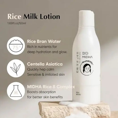 MIDHA Rice Milk Lotion – Deep Hydration & Soothing Care for Radiant, Glowing Complexion (6.76 fl oz / 200 ml) Avelisse