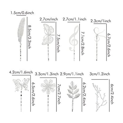 Lawie Vintage Retro Butterfly Flower Silver Metal Hair Accessories - 40 Pack Decorative Bobby Pins, Barrettes, Hair Clips & Fine Hair Holders for Women & Girls