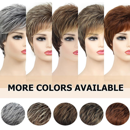 SEVENCOLORS Short Pixie Cut Wig - Blonde with Dark Roots, Synthetic Hair for Women Avelisse