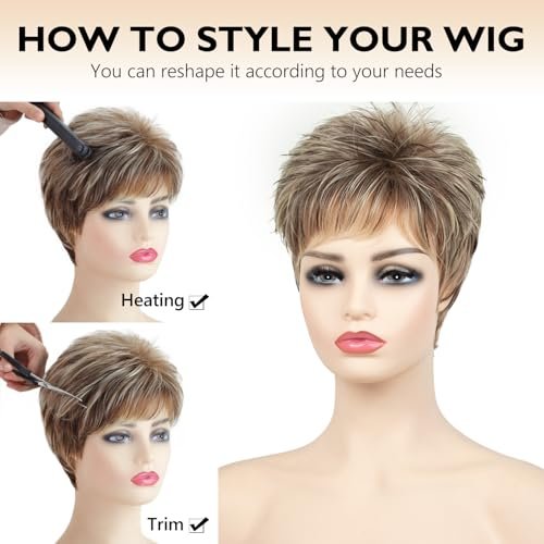 SEVENCOLORS Short Pixie Cut Wig - Blonde with Dark Roots, Synthetic Hair for Women Avelisse