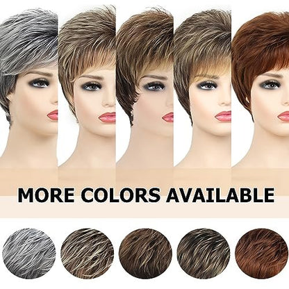 SEVENCOLORS Short Pixie Cut Wig - Blonde with Dark Roots, Synthetic Hair for Women Avelisse