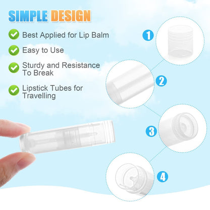 50 Pcs 5.5g Twist-up Lip Balm Tubes - Empty Plastic Lip Gloss Containers for DIY Homemade Lipsticks, Chapsticks & Solid Perfume, Clear