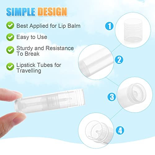 50 Pcs 5.5g Twist-up Lip Balm Tubes - Empty Plastic Lip Gloss Containers for DIY Homemade Lipsticks, Chapsticks & Solid Perfume, Clear - görsel 4