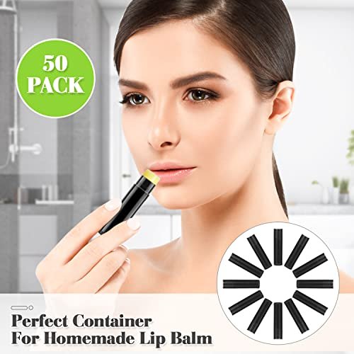 50 Pack 5.5g Twist-Up Lip Balm Tubes - Empty Plastic Containers for DIY Lip Gloss, Chapstick, Solid Perfume (Black) - görsel 6