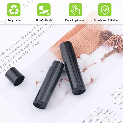 50 Pack 5.5g Twist-Up Lip Balm Tubes - Empty Plastic Containers for DIY Lip Gloss, Chapstick, Solid Perfume (Black) - görsel 10