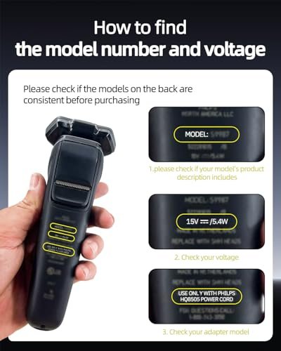 15V Power Cord Compatible with Philips Norelco HQ8505, MG5750, MG7750, MG7770, MG7790, QP6531, QP6510, QP6520, QP6530 & Aquatec Arcitec Charger for Electric Shaver, Trimmer, Razor - görsel 4