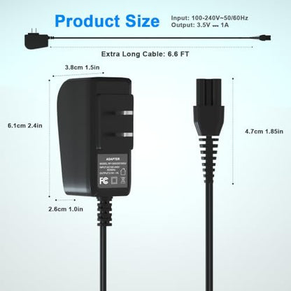 HYGAMOCC 3.5V Hair Clipper Charger Replacement for Wahl Color Pro 9649 Cordless Clipper & Trimmer - 6.6FT Power Cord Adapter (Black)