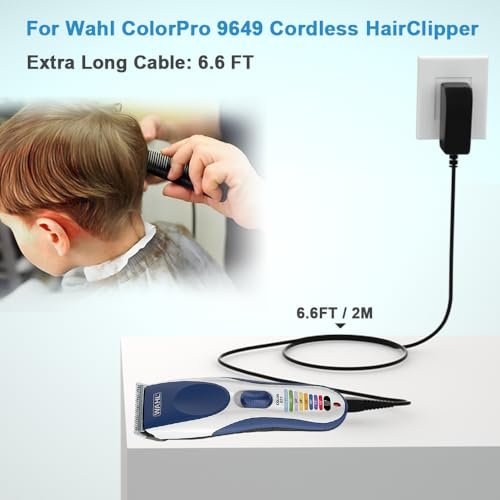 HYGAMOCC 3.5V Hair Clipper Charger Replacement for Wahl Color Pro 9649 Cordless Clipper & Trimmer - 6.6FT Power Cord Adapter (Black) - görsel 3
