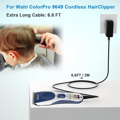 HYGAMOCC 3.5V Hair Clipper Charger Replacement for Wahl Color Pro 9649 Cordless Clipper & Trimmer - 6.6FT Power Cord Adapter (Black)