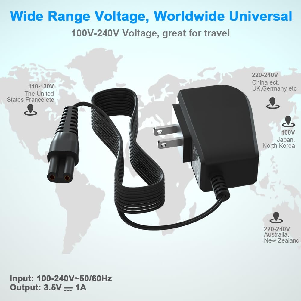 HYGAMOCC 3.5V Hair Clipper Charger Replacement for Wahl Color Pro 9649 Cordless Clipper & Trimmer - 6.6FT Power Cord Adapter (Black) - görsel 14