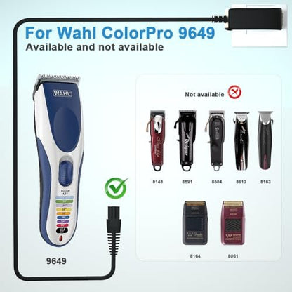 HYGAMOCC 3.5V Hair Clipper Charger Replacement for Wahl Color Pro 9649 Cordless Clipper & Trimmer - 6.6FT Power Cord Adapter (Black)
