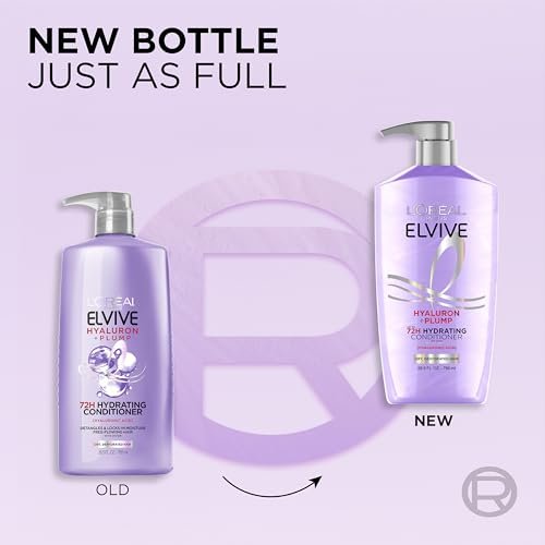 L'Oreal Paris Elvive Hyaluron Plump Shampoo and Conditioner Set for Dehydrated, Dry Hair with Hyaluronic Acid Care Complex, 26.5 Fl Oz (Pack of 2) Avelisse