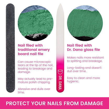 Dr. Dana Premium Crystal Glass Nail File – Double-Sided Etched with Protective Travel Case, Professional Quality for Natural Nails Avelisse