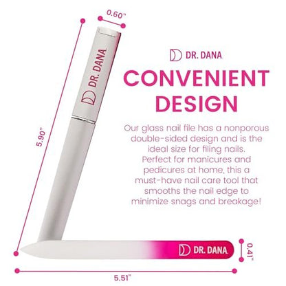 Dr. Dana Premium Crystal Glass Nail File – Double-Sided Etched with Protective Travel Case, Professional Quality for Natural Nails Avelisse