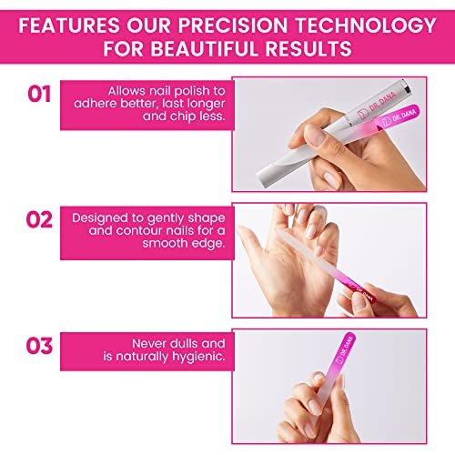 Dr. Dana Premium Crystal Glass Nail File – Double-Sided Etched with Protective Travel Case, Professional Quality for Natural Nails Avelisse