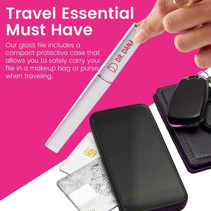 Dr. Dana Premium Crystal Glass Nail File – Double-Sided Etched with Protective Travel Case, Professional Quality for Natural Nails Avelisse