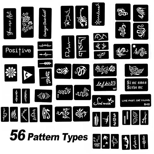 HAWINK Temporary Tattoo Markers for Skin: 10 Body Markers + 56 Large Tattoo Stencils, Dual-End Pens for Bold & Fine Lines - görsel 12