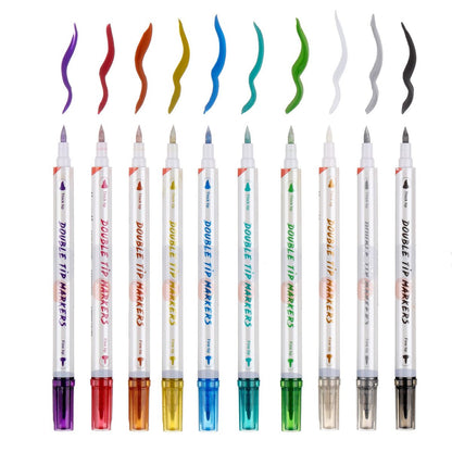 HAWINK Temporary Tattoo Markers for Skin: 10 Body Markers + 56 Large Tattoo Stencils, Dual-End Pens for Bold & Fine Lines