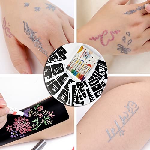 HAWINK Temporary Tattoo Markers for Skin: 10 Body Markers + 56 Large Tattoo Stencils, Dual-End Pens for Bold & Fine Lines - görsel 16