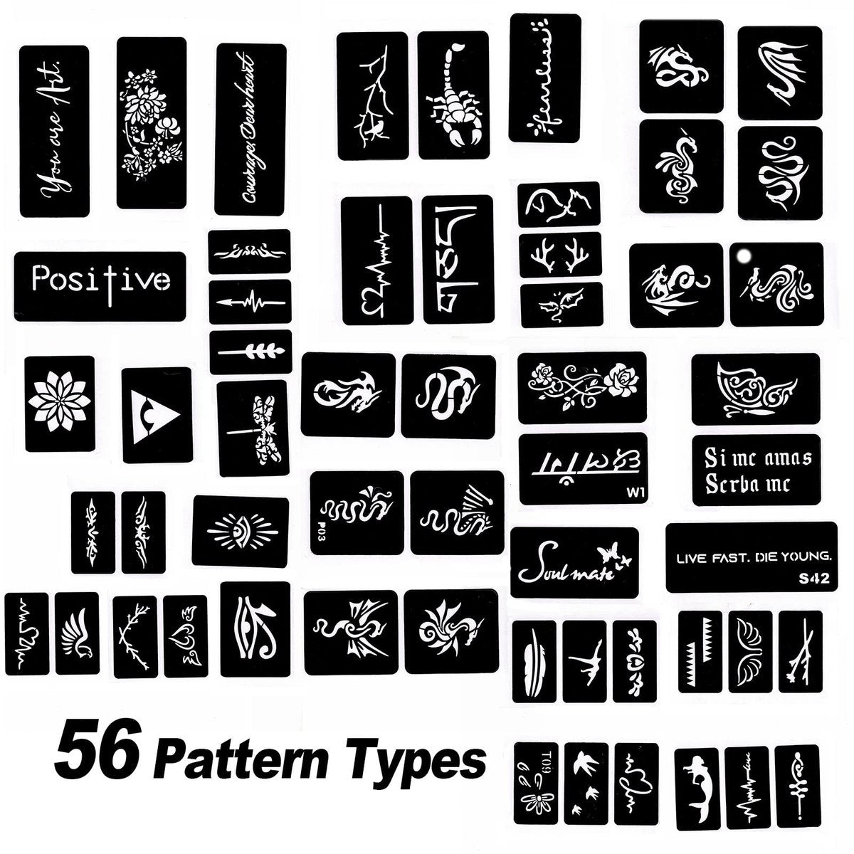 HAWINK Temporary Tattoo Markers for Skin: 10 Body Markers + 56 Large Tattoo Stencils, Dual-End Pens for Bold & Fine Lines - görsel 11