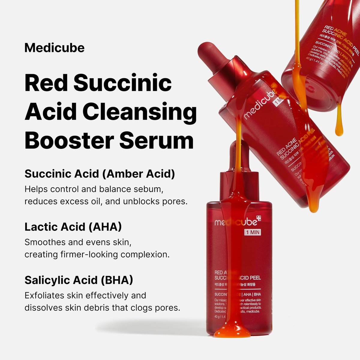 Medicube 21% Acid Wash-off Exfoliant – AHA + BHA + Succinic Acid Resurfacing Serum for Bumpy, Breakout-Prone Skin | Korean Skincare (1.41 fl oz) - görsel 6