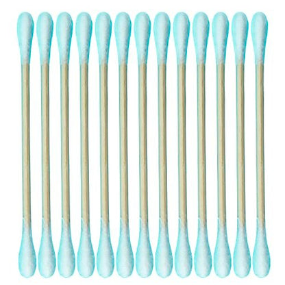 CGR 1050pcs Organic Cotton Swabs - 100% Cotton Double-Tipped with Compostable Bamboo Sticks - Travel Pack (3 Pack of 350 Swabs Total)