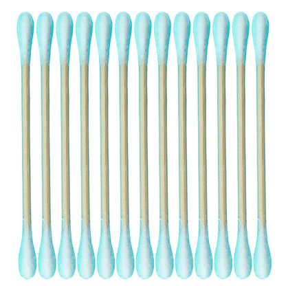 CGR 1050pcs Organic Cotton Swabs - 100% Cotton Double-Tipped with Compostable Bamboo Sticks - Travel Pack (3 Pack of 350 Swabs Total)