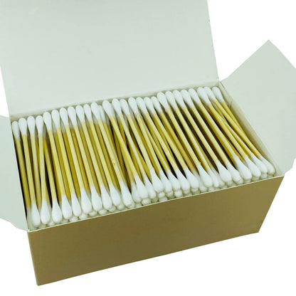 CGR 1050pcs Organic Cotton Swabs - 100% Cotton Double-Tipped with Compostable Bamboo Sticks - Travel Pack (3 Pack of 350 Swabs Total)