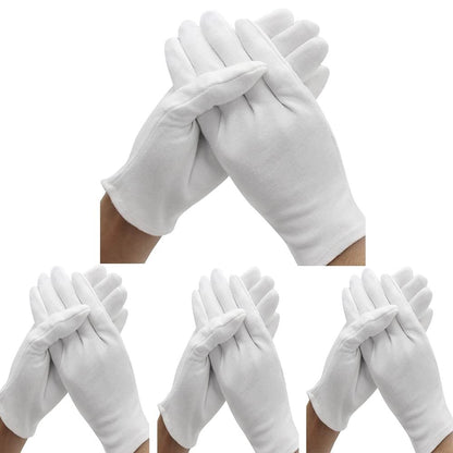 24 Pcs (12 Pair) White Cotton Gloves for Dry Hand Moisturizing, Cosmetic Eczema Hand Spa, Coin Jewelry Inspection, Checking and Serving - Stretchable Lining