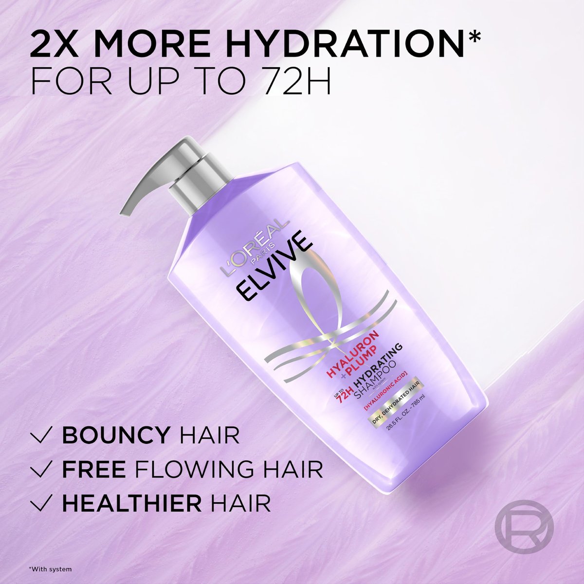 L'Oreal Paris Elvive Hyaluron Plump Hydrating Shampoo - Infused with Hyaluronic Acid for Dehydrated, Dry Hair - Paraben-Free - 26.5 Fl Oz - görsel 11