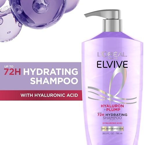L'Oreal Paris Elvive Hyaluron Plump Hydrating Shampoo - Infused with Hyaluronic Acid for Dehydrated, Dry Hair - Paraben-Free - 26.5 Fl Oz - görsel 4