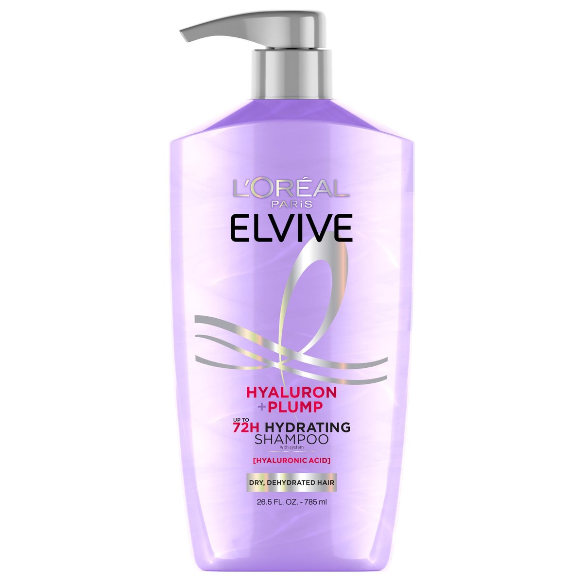 L'Oreal Paris Elvive Hyaluron Plump Hydrating Shampoo - Infused with Hyaluronic Acid for Dehydrated, Dry Hair - Paraben-Free - 26.5 Fl Oz - görsel 1