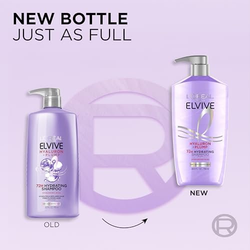 L'Oreal Paris Elvive Hyaluron Plump Shampoo and Conditioner Set for Dehydrated, Dry Hair with Hyaluronic Acid Care Complex, 26.5 Fl Oz (Pack of 2) Avelisse