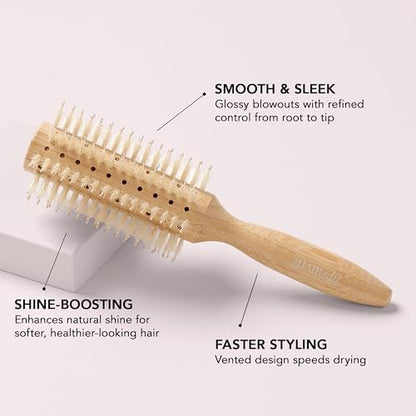 The Hair Edit Sleek Goddess Boar Bristle Bamboo Round Brush – Vented Blowdry Brush for Smooth Shine & Flyaway Control, Lightweight Eco-Friendly Hairbrush for Women Avelisse