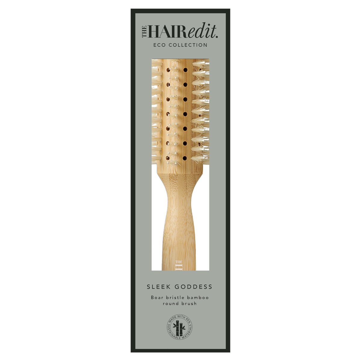 The Hair Edit Sleek Goddess Boar Bristle Bamboo Round Brush – Vented Blowdry Brush for Smooth Shine & Flyaway Control, Lightweight Eco-Friendly Hairbrush for Women Avelisse