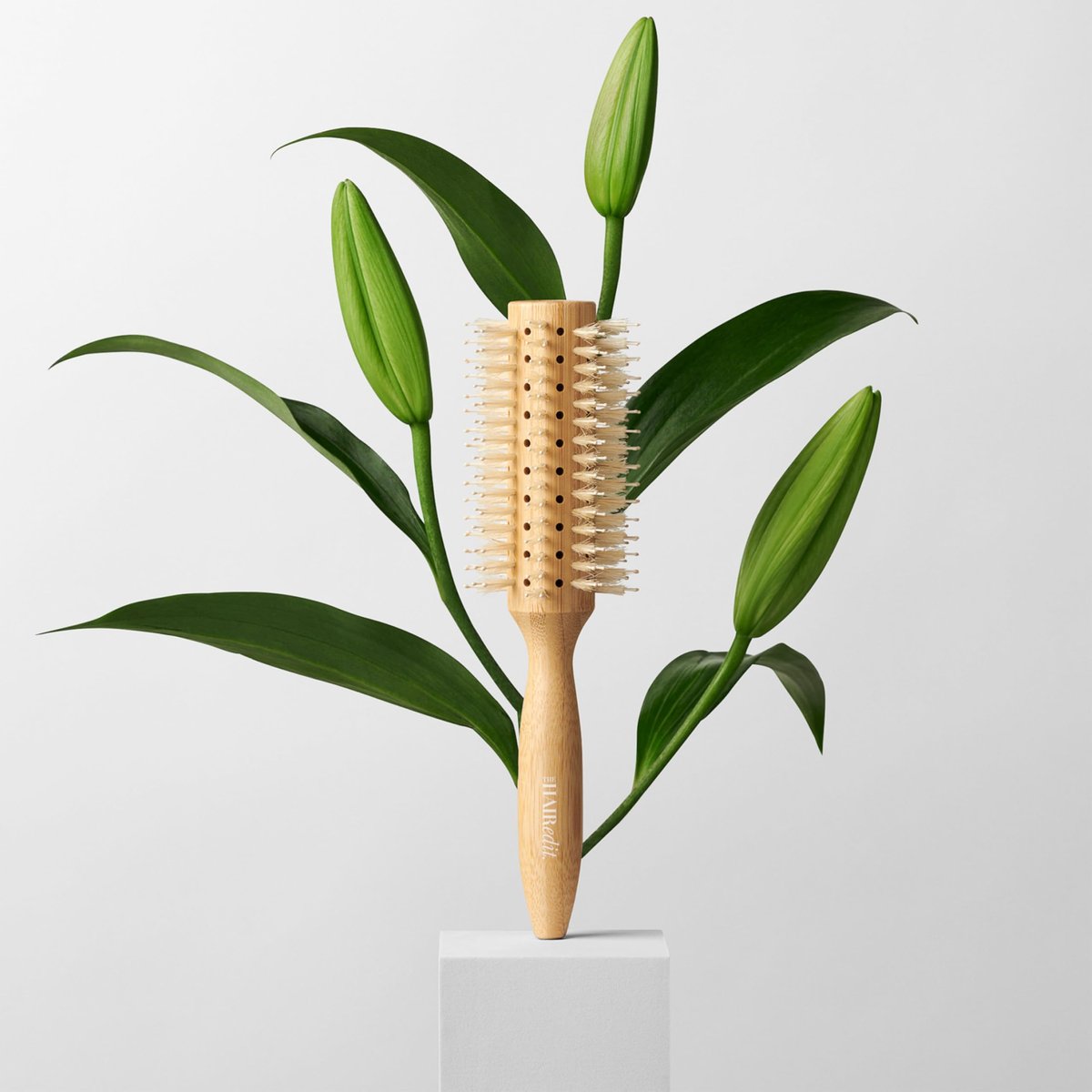 The Hair Edit Sleek Goddess Boar Bristle Bamboo Round Brush – Vented Blowdry Brush for Smooth Shine & Flyaway Control, Lightweight Eco-Friendly Hairbrush for Women Avelisse