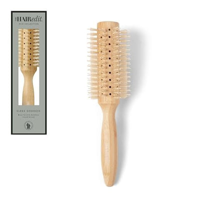 The Hair Edit Sleek Goddess Boar Bristle Bamboo Round Brush – Vented Blowdry Brush for Smooth Shine & Flyaway Control, Lightweight Eco-Friendly Hairbrush for Women Avelisse