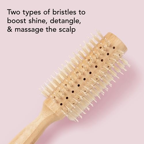 The Hair Edit Sleek Goddess Boar Bristle Bamboo Round Brush – Vented Blowdry Brush for Smooth Shine & Flyaway Control, Lightweight Eco-Friendly Hairbrush for Women Avelisse