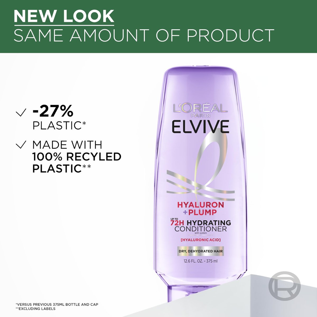L'Oreal Paris Elvive Hyaluron Plump Hydrating Conditioner with Hyaluronic Acid, 12.6 Fl Oz - For Dehydrated, Dry Hair - görsel 9