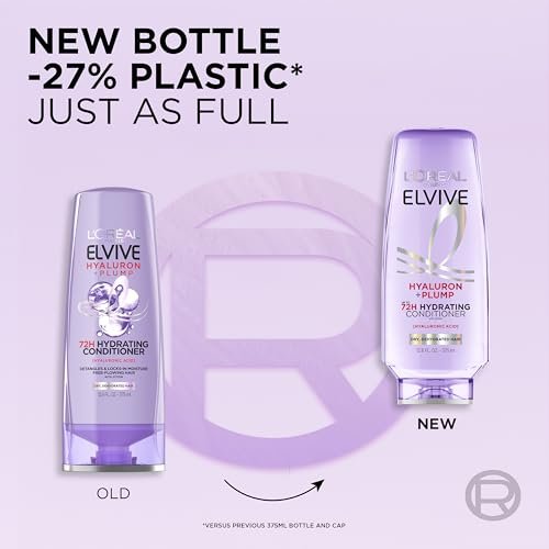 L'Oreal Paris Elvive Hyaluron Plump Hydrating Conditioner with Hyaluronic Acid, 12.6 Fl Oz - For Dehydrated, Dry Hair - görsel 8